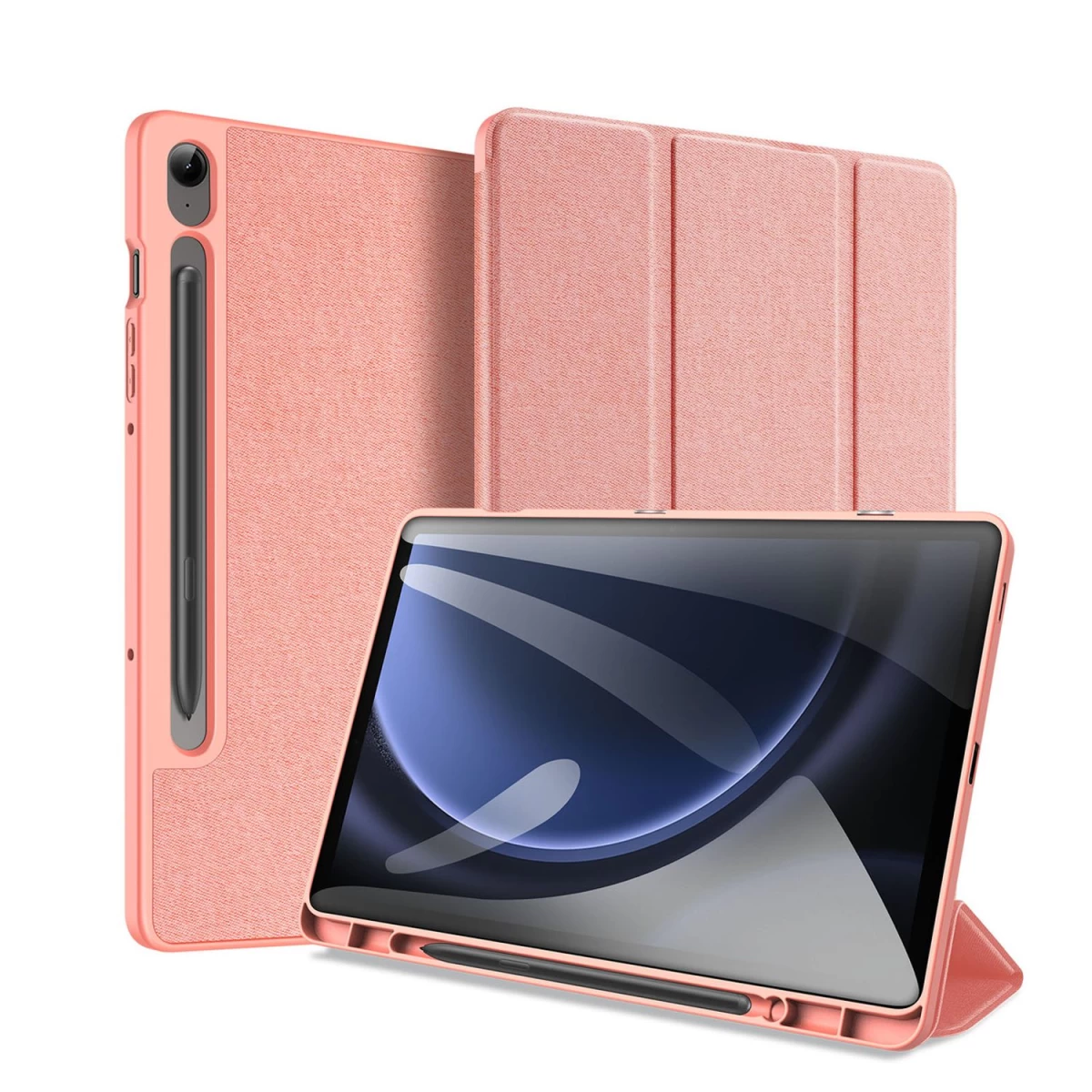 Dux Ducis Domo Ekologiškos Odos Dėklas Su Stovu samsung Tab S9 Fe+ - Rožinis