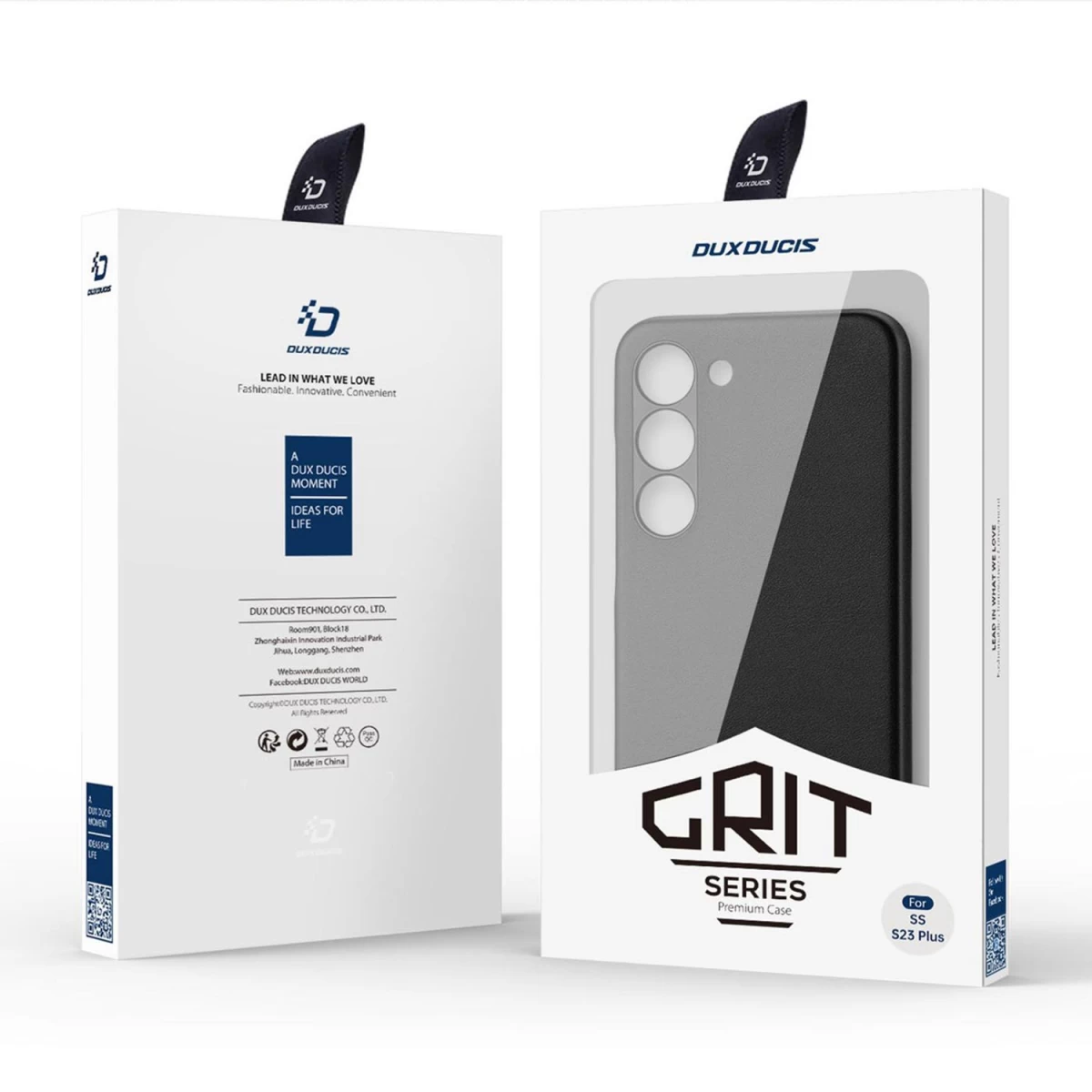 Dux Ducis Grit Dėklas Samsung Galaxy S23+ Elegantiškas Dėklas Iš Dirbtinės Odos, Juodos Spalvos