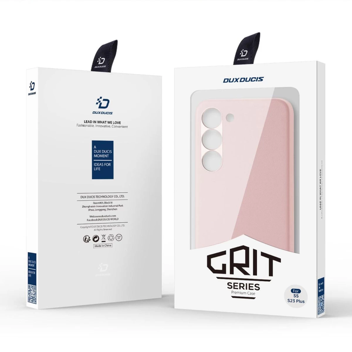 Dux Ducis Grit Dėklas Samsung Galaxy S23+ Elegantiškas Dirbtinės Odos Dangtelis Rožinės Spalvos