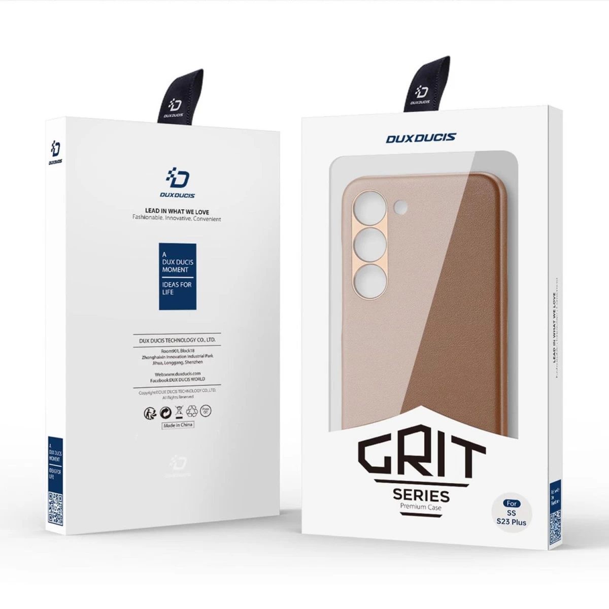 Dux Ducis Grit Dėklas Samsung Galaxy S23+ Elegantiškas Dirbtinės Odos Dangtelis Rudos Spalvos