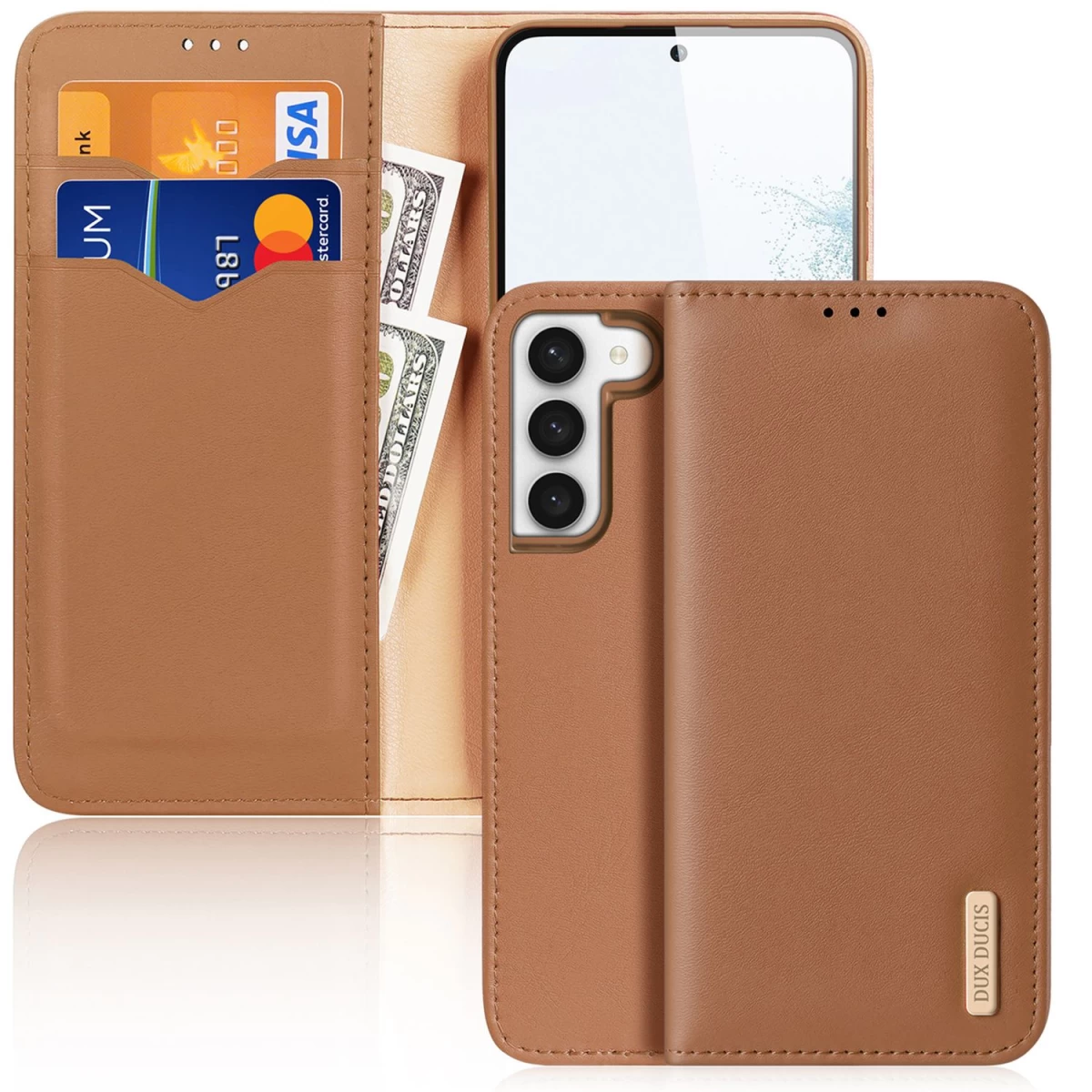 Dux Ducis Hivo Dėklas Samsung Galaxy S23 Flip Wallet Wallet Base Rfid Lock Brown