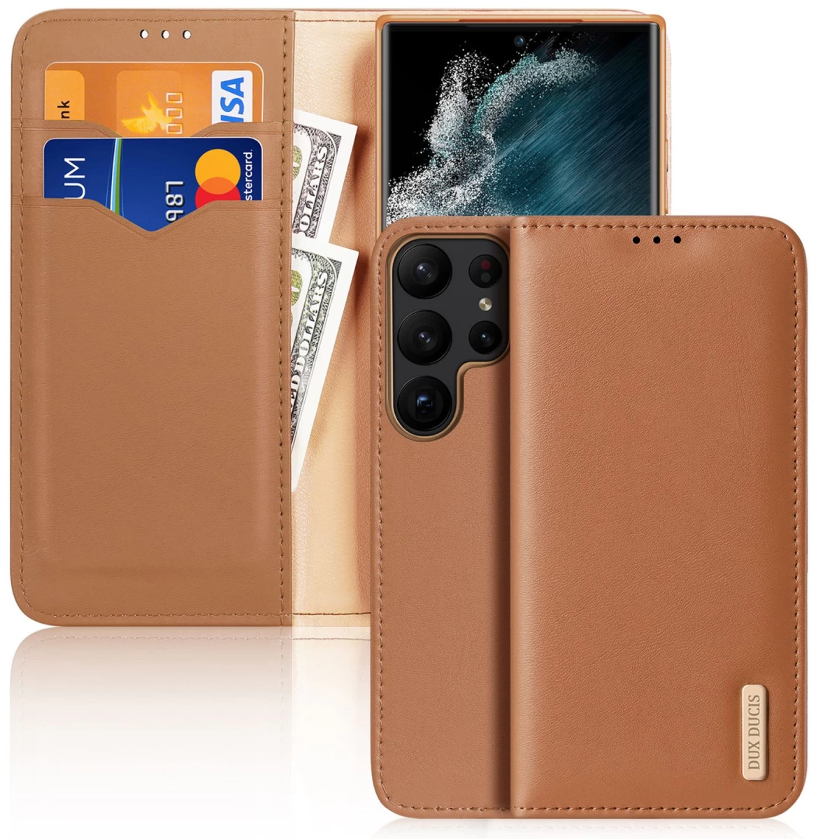 Dux Ducis Hivo Dėklas Samsung Galaxy S23 Ultra, Su Atverčiamu Dangteliu, Pinigine, Stovu, Rfid Blokavimas, Rudos Spalvos Dux Ducis Hivo Dėklas Samsung Galaxy S23 Ultra, Su Atverčiamu Dangteliu, Pinigine, Stovu, Rfid Blokavimas, Rudos Spalvos