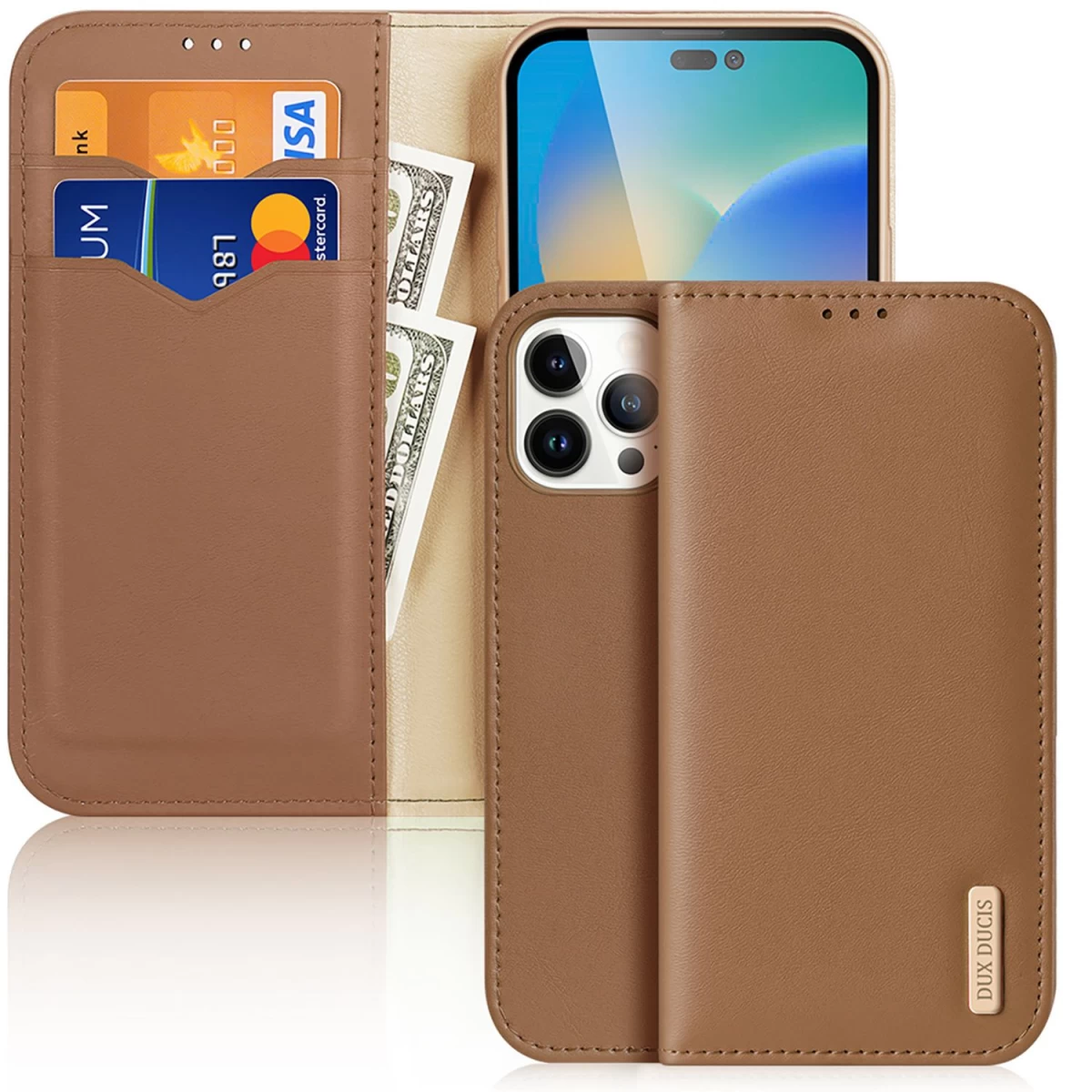 Dux Ducis Hivo Odinis Dėklas Su Atvartu Natūralios Odos Piniginė Kortelėms Ir Dokumentams Iphone 14 Pro Max Rudos Spalvos Dux Ducis Hivo Odinis Dėklas Su Atvartu Natūralios Odos Piniginė Kortelėms Ir Dokumentams Iphone 14 Pro Max Rudos Spalvos
