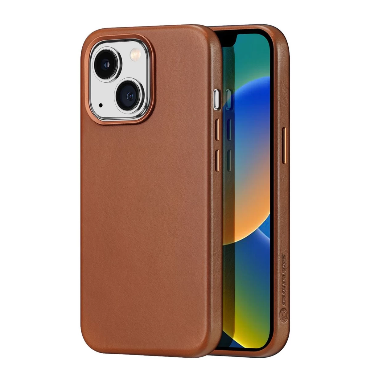 Dux Ducis Naples Iphone 14 Plus Magnetinis Odinis Dėklas Magsafe Rudos Spalvos