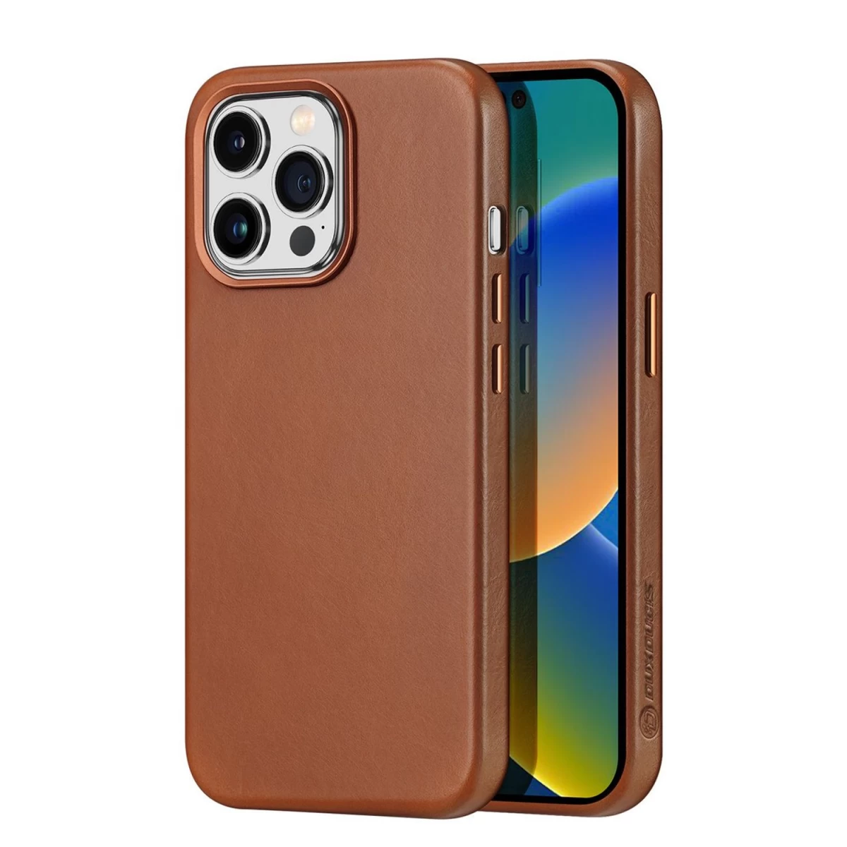 Dux Ducis Naples Iphone 14 Pro Magnetinis Odinis Dėklas Magsafe Rudos Spalvos