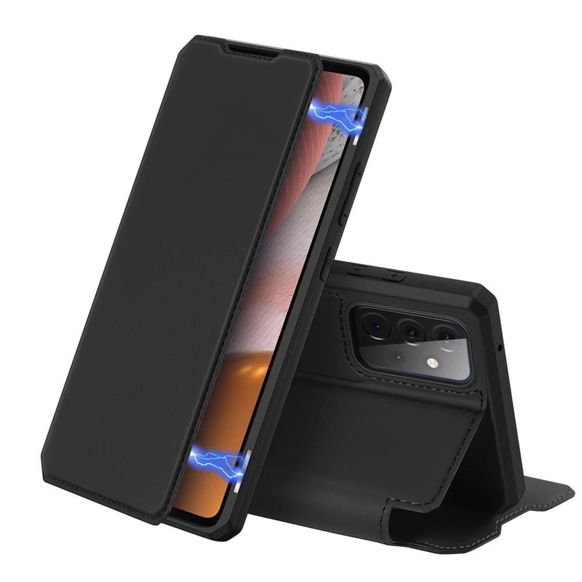 Dux Ducis Skin X Dėklas Su Atlenkiamu Dangteliu, Skirtas Samsung Galaxy A72 4g, Juodos Spalvos