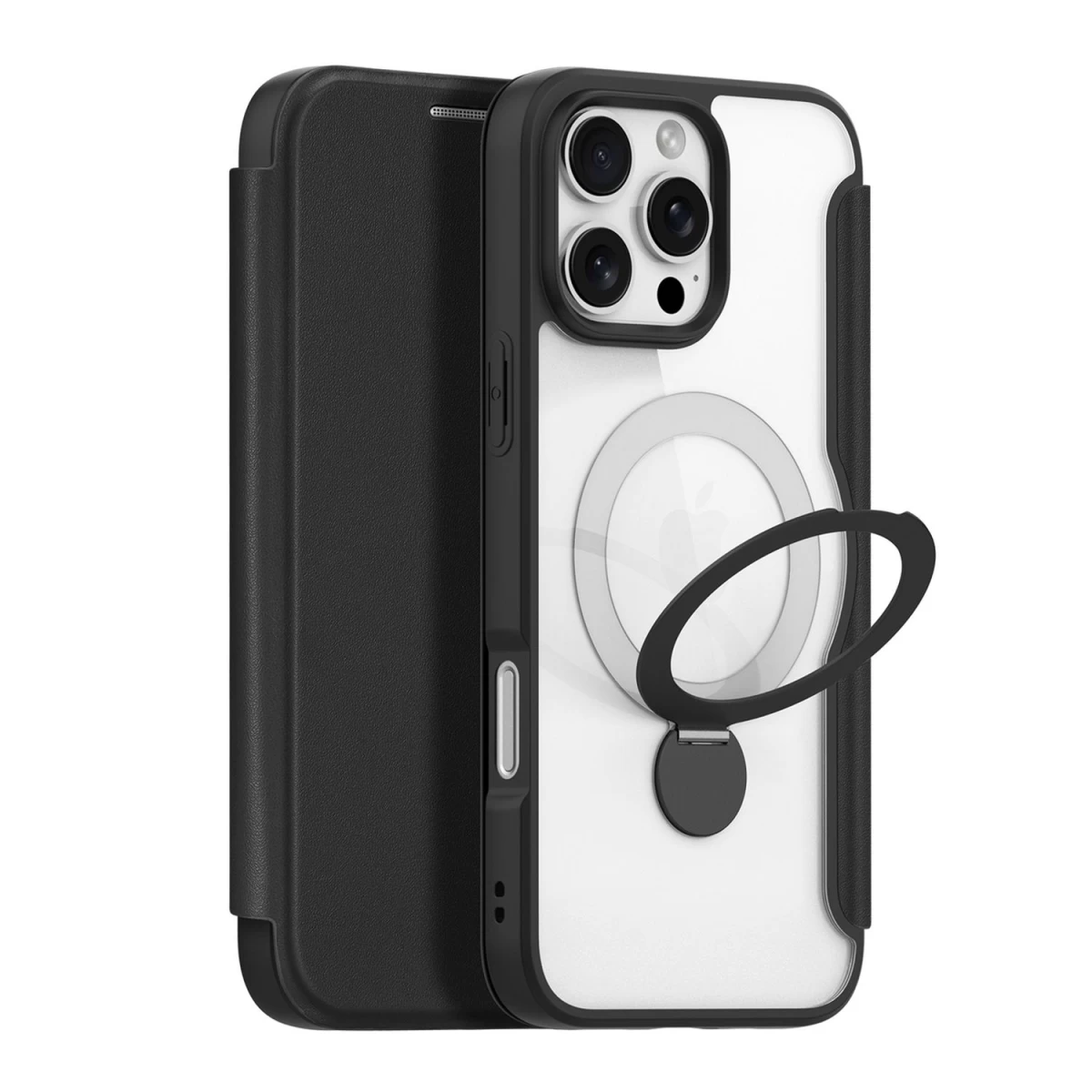 Dux Ducis Skin X Pro Dėklas Iphone 16 Pro Su Magsafe, Atverčiamu Dangteliu Ir Stovu - Juodas