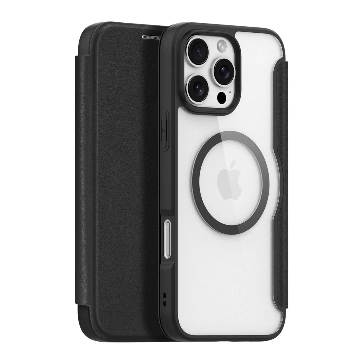 Dux Ducis Skin X Pro Dėklas Iphone 16 Pro Su Magsafe Ir Atverčiamu Dangteliu - Juodas