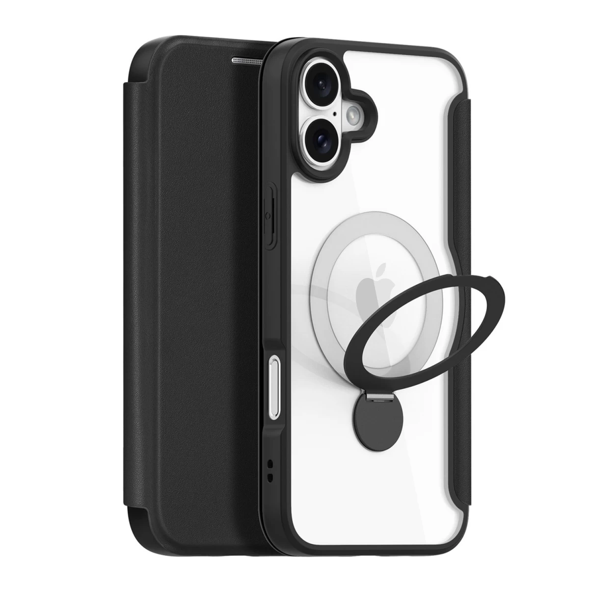 Dux Ducis Skin X Pro Dėklas Iphone 16 Su Magsafe, Atverčiamu Dangteliu Ir Stovu - Juodas