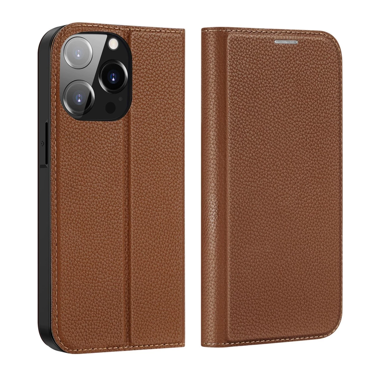 Dux Ducis Skin X2 Dėklas Iphone 14 Pro Su Magnetiniu Atvartu, Rudos Spalvos