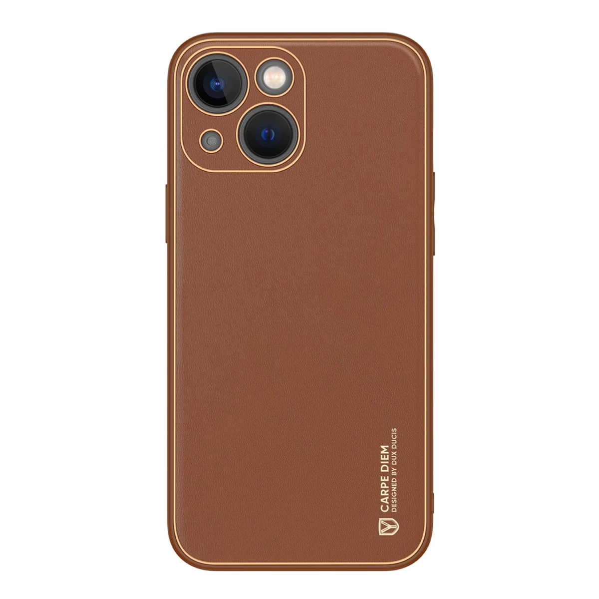 Dux Ducis Yolo Iphone 14 Plus Dėklas Elegantiškas Ekologiškos Odos Dangtelis Rudos Spalvos