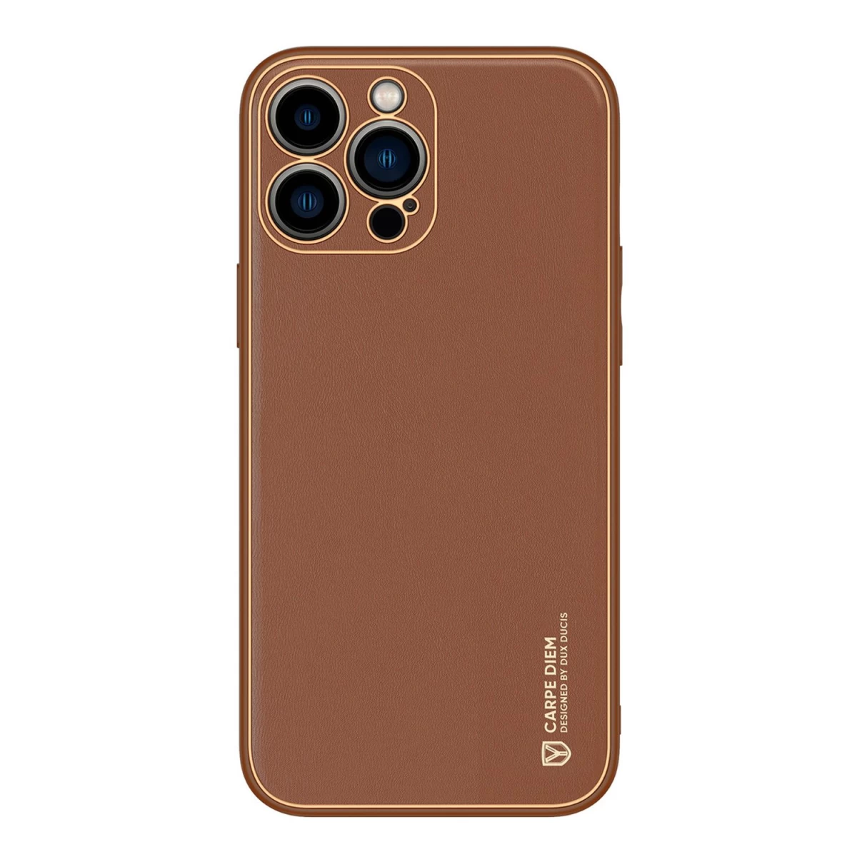 Dux Ducis Yolo Iphone 14 Pro Elegantiškas Dėklas Iš Natūralios Odos, Rudos Spalvos