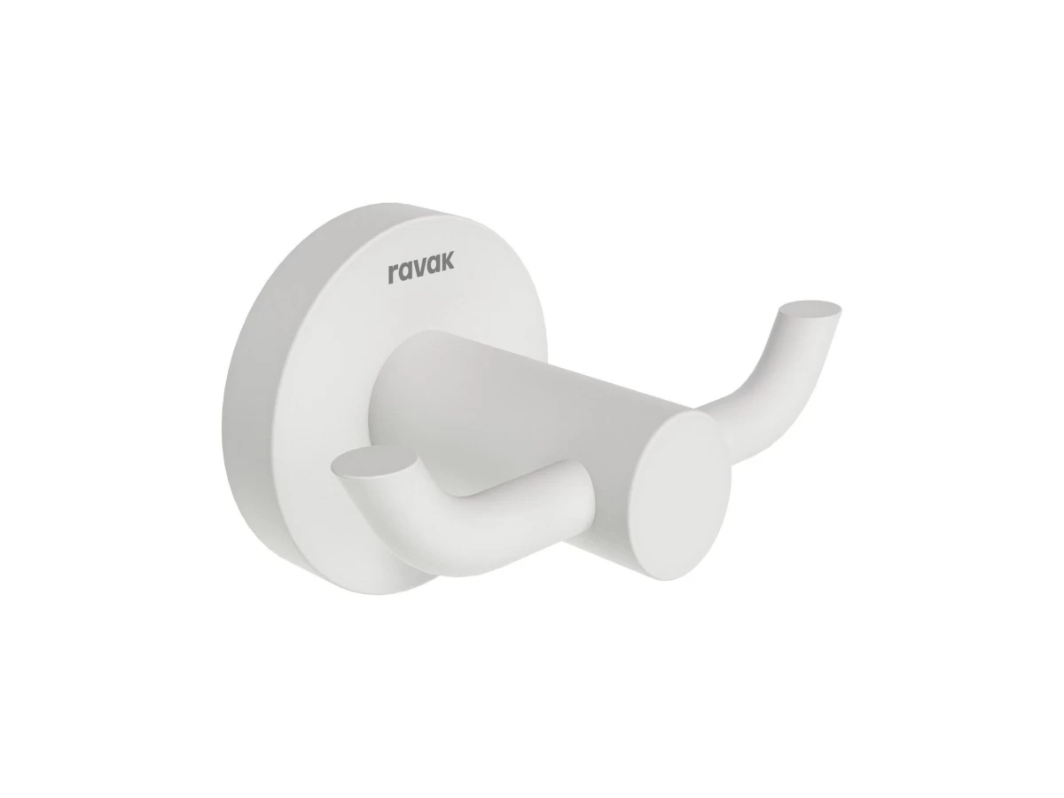 Dvigubas kabliukas Ravak KN 100.10WHM, baltos matinės spalvos, X07P1313