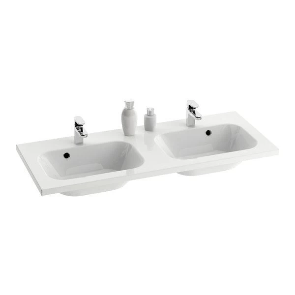Dvigubas praustuvas CHROME 1200 baltas su skyle maišytuvui XJG01112000