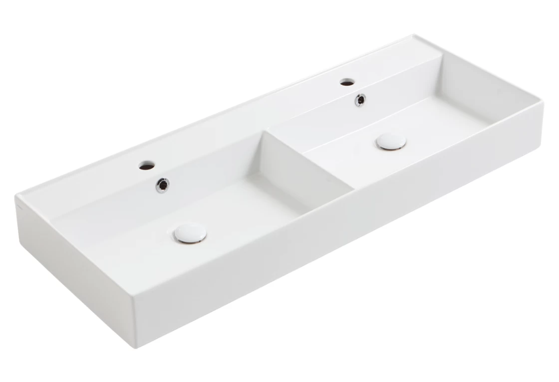 Dvigubas praustuvas Simas Agile 121x46 cm, balta matinė, AG121D BIANCO MATT