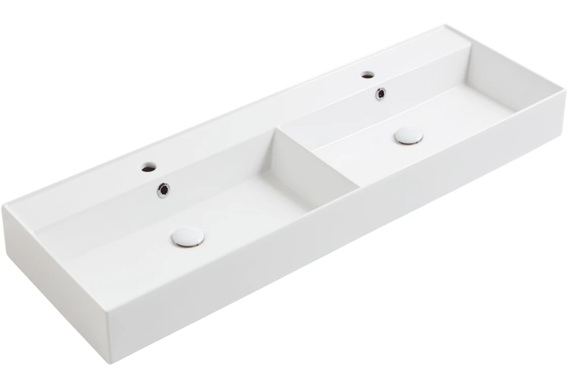 Dvigubas praustuvas Simas Agile 141x46 cm, balta blizgi, AG141D BIANCO