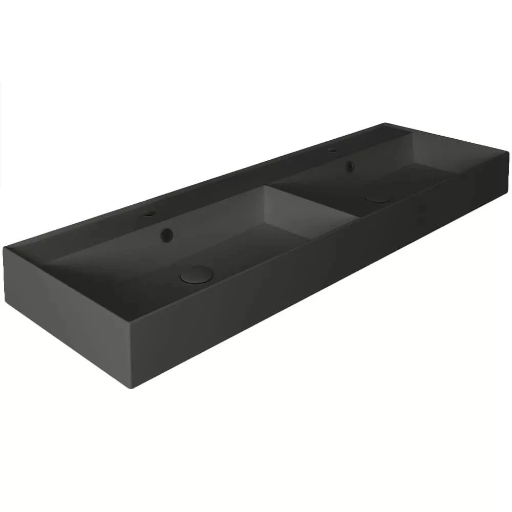 Dvigubas praustuvas Simas Agile 141x46 cm, juoda matinė, AG141D NERO MATT