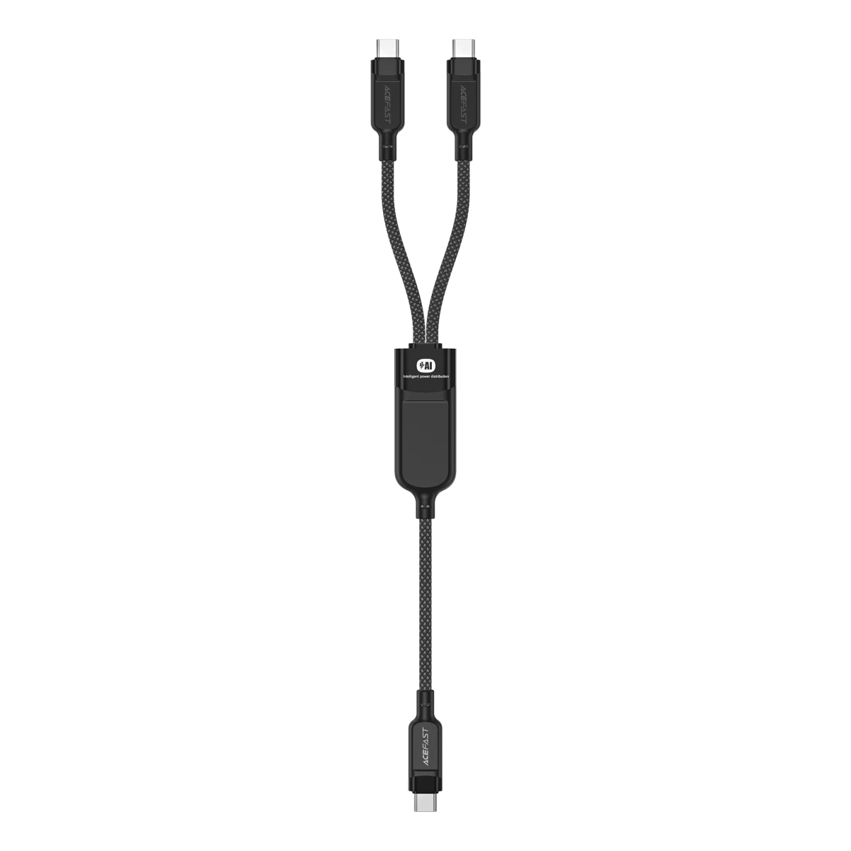 Dvigubas Usb-c Kabelis 2in1 - 2x Usb-c 100w 480mbps - Juodas