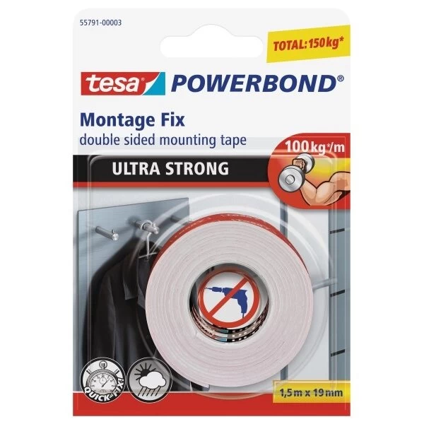 Dvipusė lipni juosta TESA PRO Ultra Strong, 19mm 1,5m
