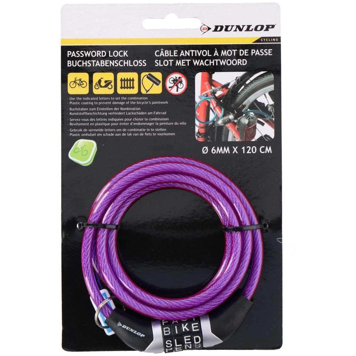 Dviračio Laikiklis Dunlop Spiral Handle 0.6x120cm - Purple