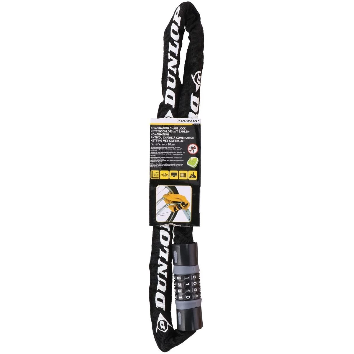 Dviračių Grandinės Užsegimas Su Kodu Ilgis 90 Cm Juodas Dunlop