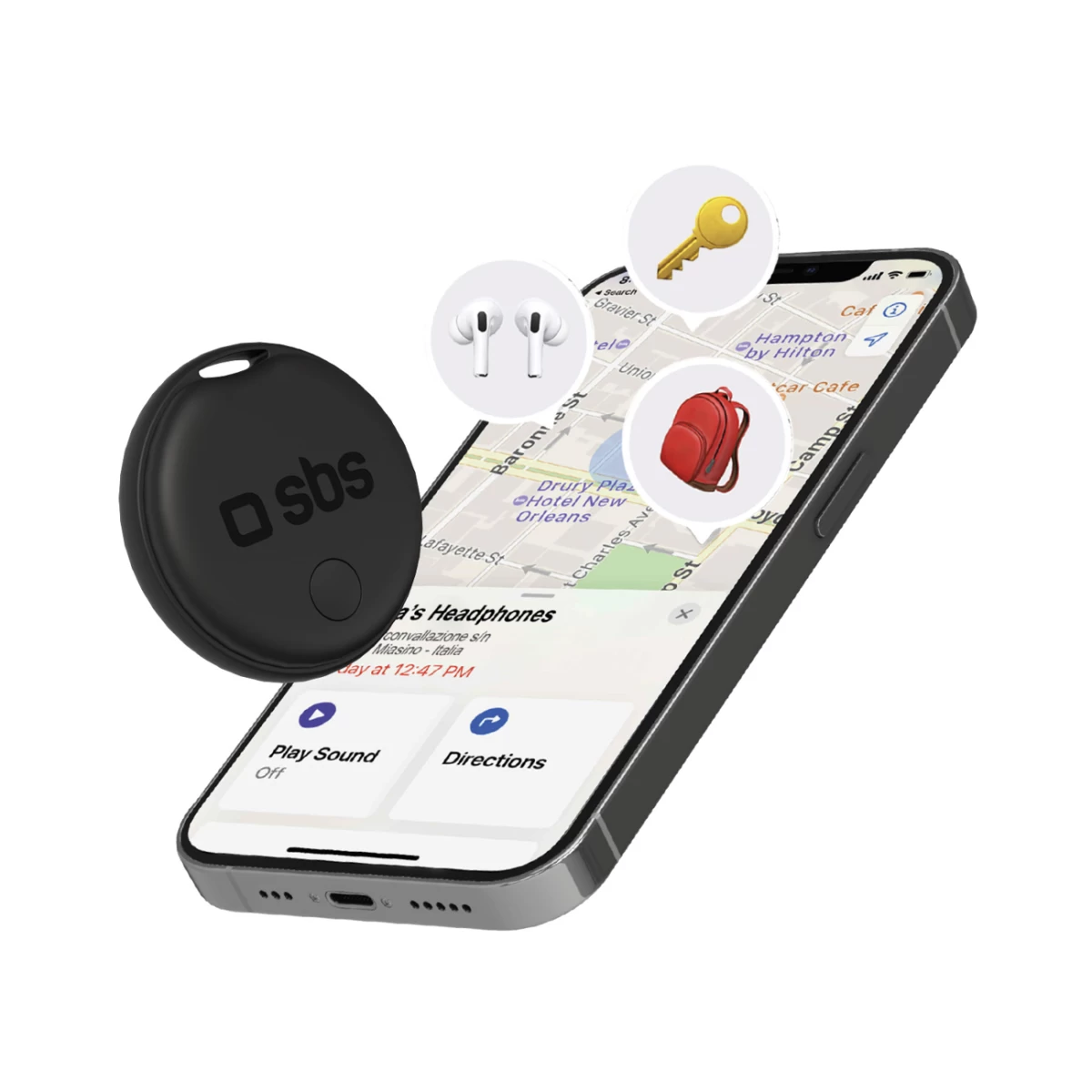 Dviračių Raktų Lokatorius, Suderinamas Su apple Find My Track My Circle - Juodas