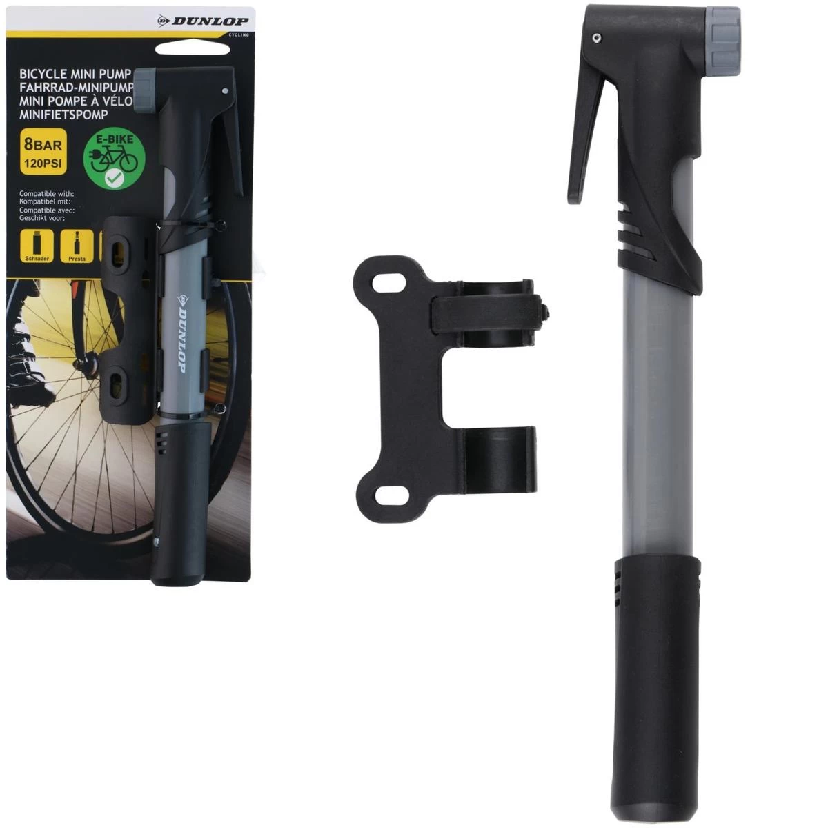 Dviračių Siurblys Mini 120psi (8bar) Dunlop Grey