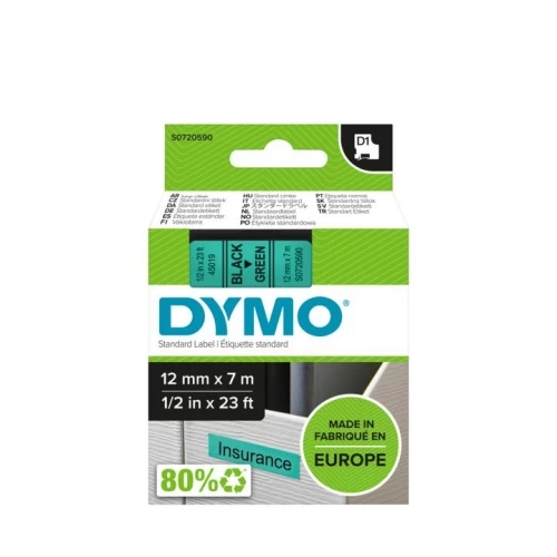 Dymo 45019 (S0720590) Juostelė 12mm x 7m, Black on Green