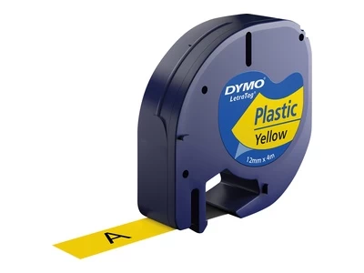 Dymo (S0721620) LetraTag Plastikinė etikečių juostelė, 12mm x 4m, Black on Yellow
