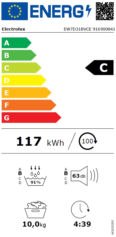 Džiovyklė ELECTROLUX EW7D31BVCE