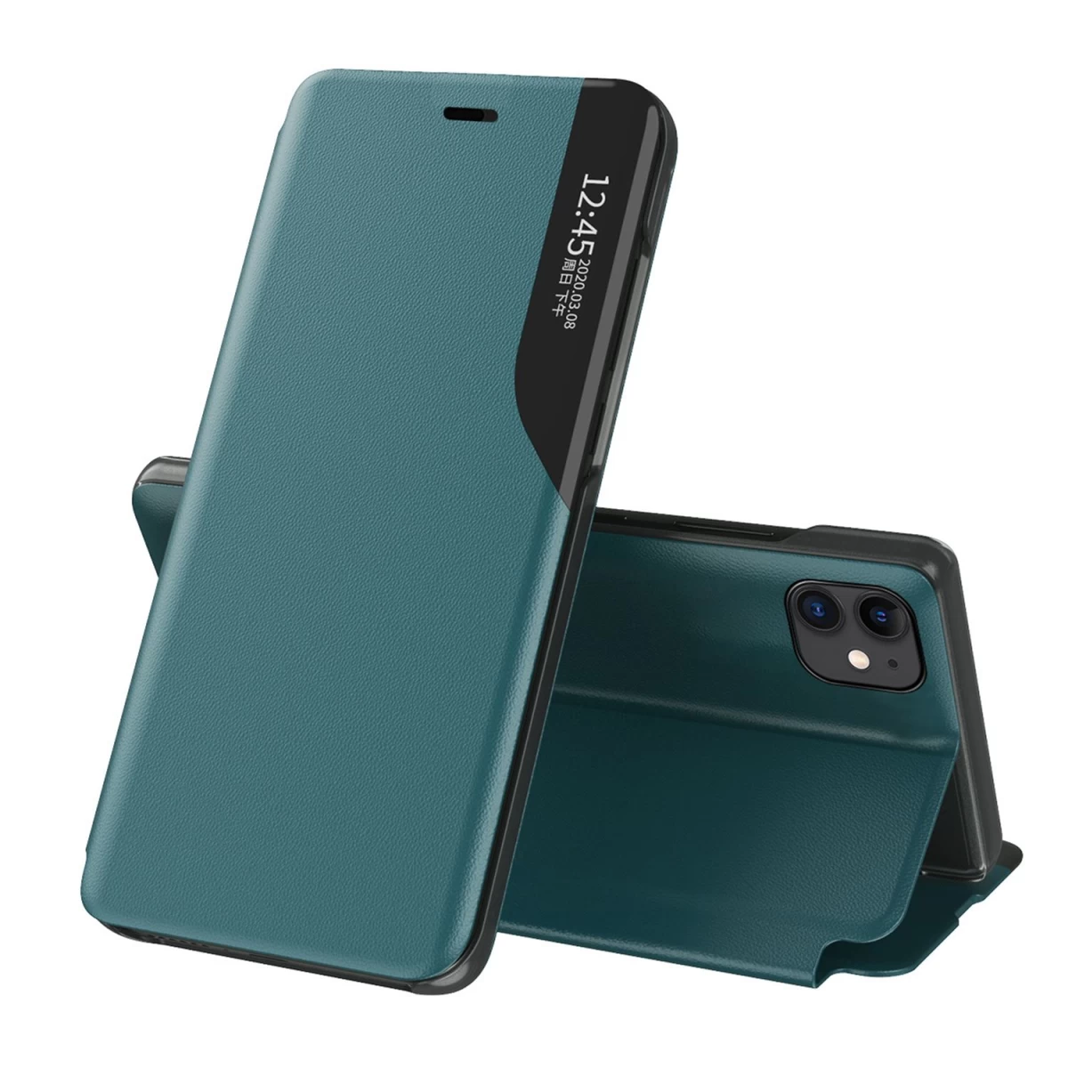 Eco Leather View Case Elegantiškas Atlenkiamas Dėklas Su Stovo Funkcija, Skirtas Iphone 13 Pro Max, žalias Eco Leather View Case Elegantiškas Atlenkiamas Dėklas Su Stovo Funkcija, Skirtas Iphone 13 Pro Max, žalias