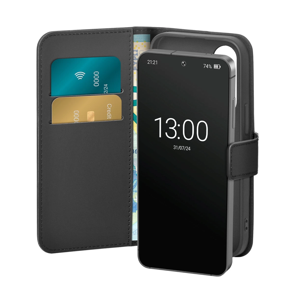Eko Odos Dėklas Su Atvartu Ir Pinigine, Skirtas samsung Galaxy S25+ Booklet Case - Juodas