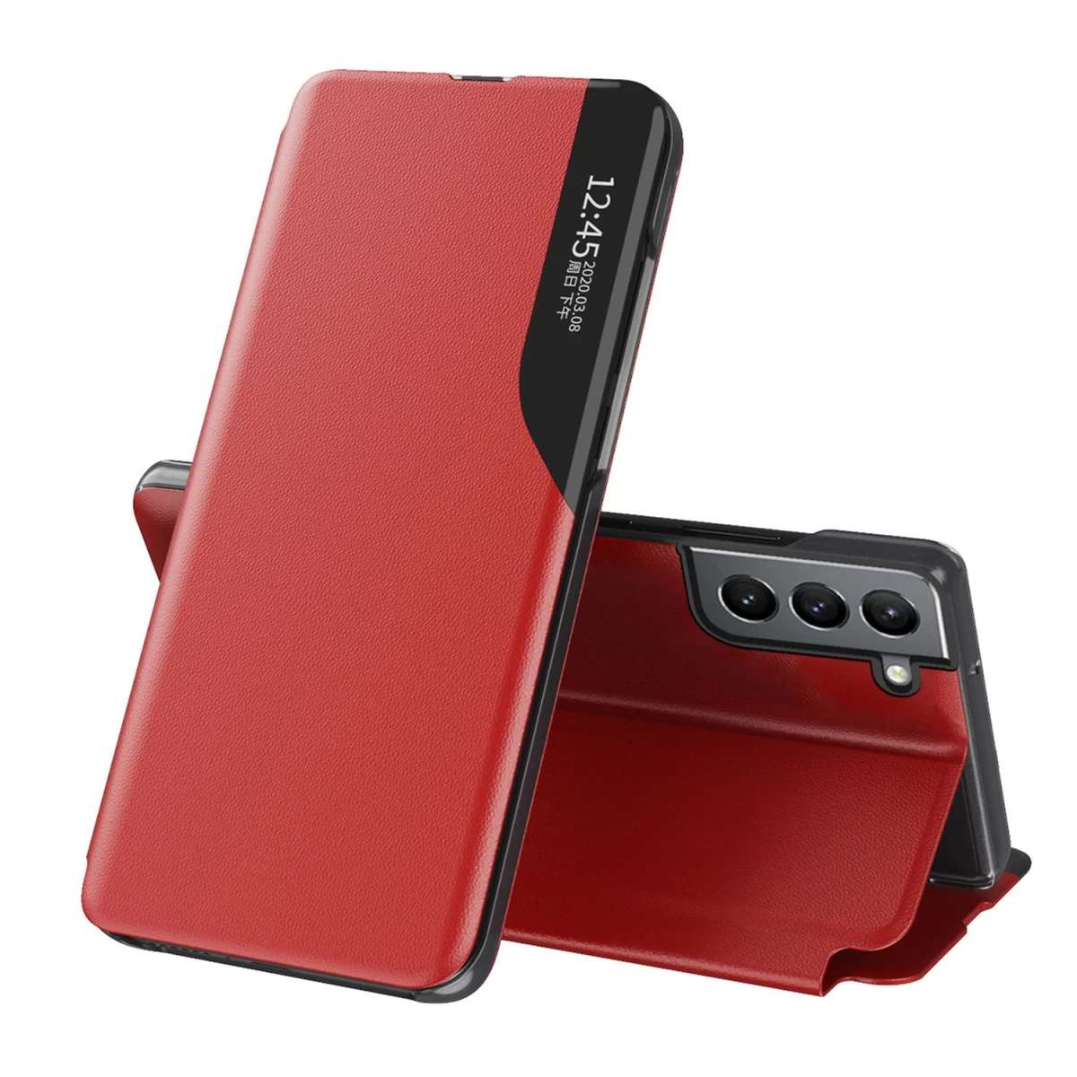 Elegantiškas Apverčiamasis Dėklas Su Stovo Funkcija, Skirtas samsung Galaxy S22+ (s22 Plus), Raudonas Elegantiškas Apverčiamasis Dėklas Su Stovo Funkcija, Skirtas samsung Galaxy S22+ (s22 Plus), Raudonas