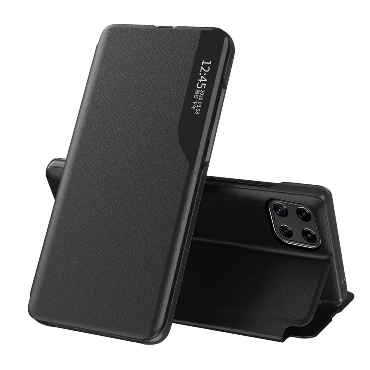 Elegantiškas eco Leather View Case Dėklas Su Atlenkiamu Dangteliu Ir Stovo Funkcija samsung Galaxy A22 4g, Juodas Elegantiškas eco Leather View Case Dėklas Su Atlenkiamu Dangteliu Ir Stovo Funkcija samsung Galaxy A22 4g, Juodas