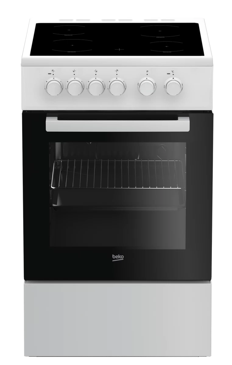 Elektrinė 50 cm pločio stiklokeramikos viryklė BEKO FSS57000GW su elektrine orkaite, balta