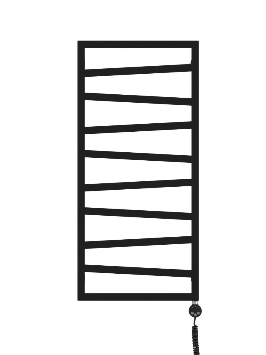 Elektrinis rankšluosčių džiovintuvas Terma ZigZag, metalinė juoda, 50 cm x 107 cm, 400 W, dešininis, pilnai paruoštas naudojimui