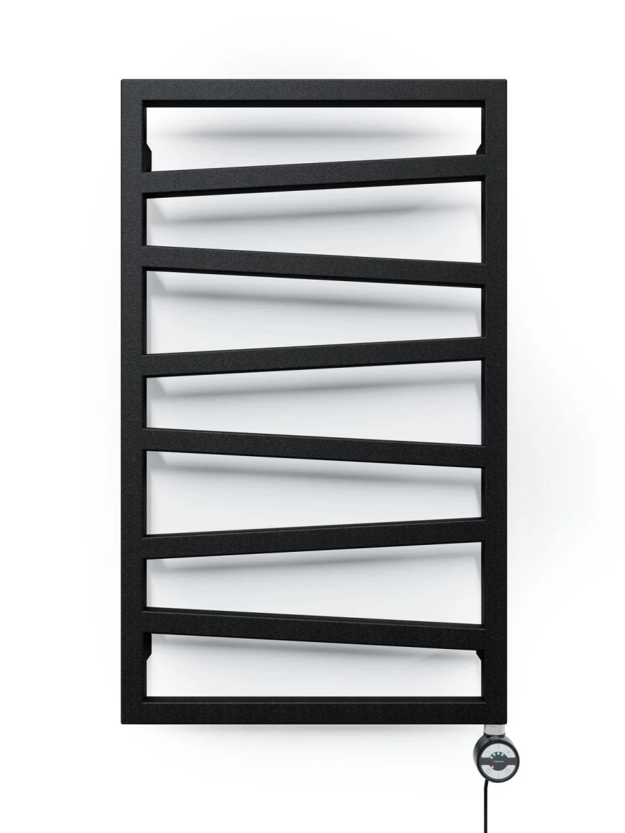 Elektrinis rankšluosčių džiovintuvas Terma ZigZag, metalinė juoda, 50 cm x 83.5 cm, 300 W, dešininis, pilnai paruoštas naudojimui