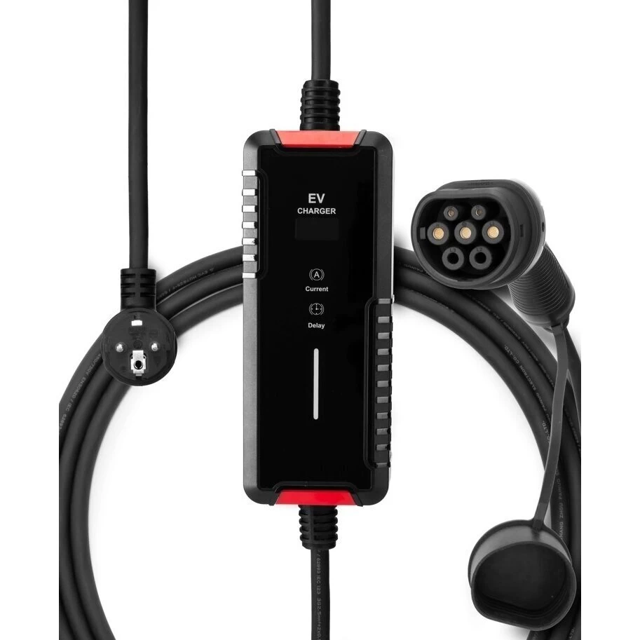 Elektromobilio įkrovimo laidas 220V - type 2 (16A, 1 fazė 3,6 kW) su laiko funkcija
