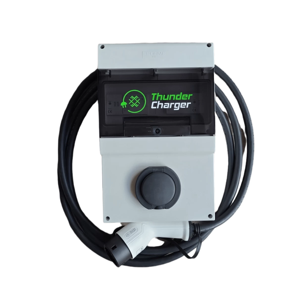 Elektromobilių krovimo stotelė 3 Fazės, 22 kW su Type 2 rozete ir atskiru Type 2 laidu 5m ilgio