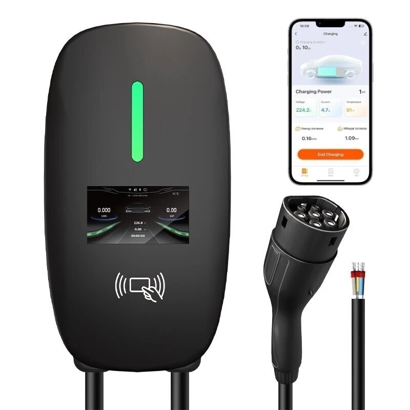 Elektromobilių krovimo stotelė  7kW su programėle ir - type 2 laidu 5m ilgio