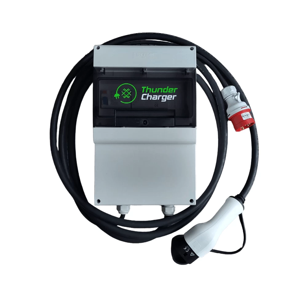 Elektromobilių krovimo stotelė su Type 2 laidu 5m ilgio, 11kW ir trifaziu kištuku