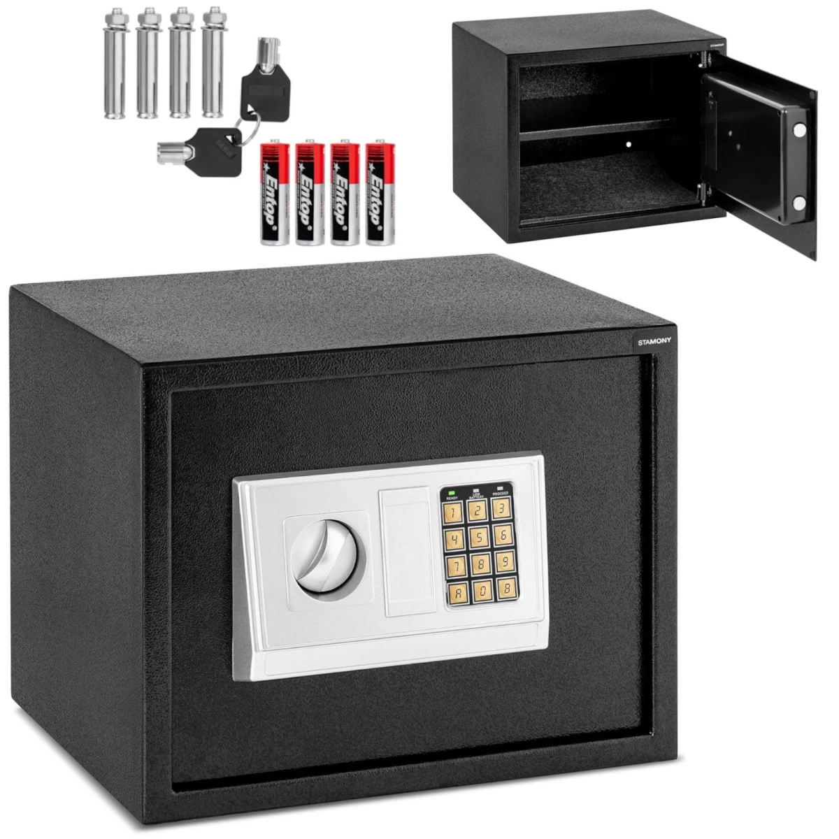 Elektroninis Namų Seifas Su Kodine Spyna Ir Raktu 38x30x30 Cm
