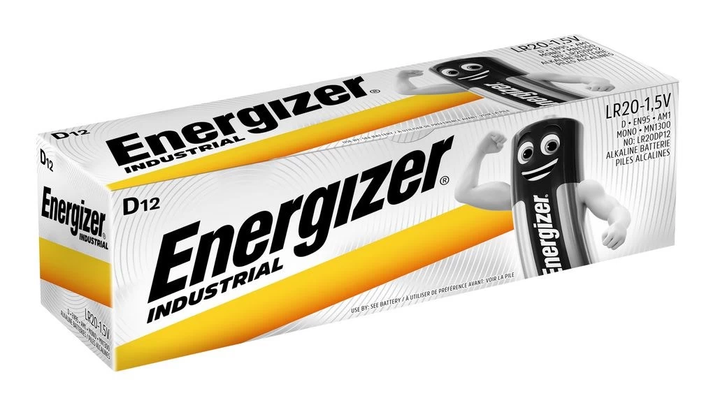 ENERGIZER INDUSTRIAL PRO D LR20 1.5V BATTERIES 12 PCS ENERGIZER INDUSTRIAL PRO D LR20 1.5V BATTERIES 12 PCS
