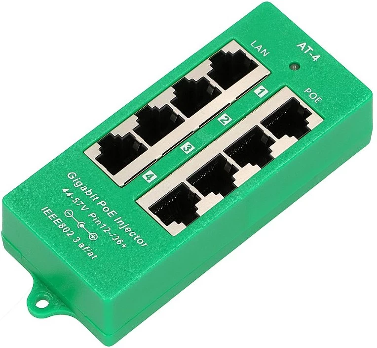 Extralink Active Poe Injector 4 Prievadų Gigabit 802.3at/af Mode A