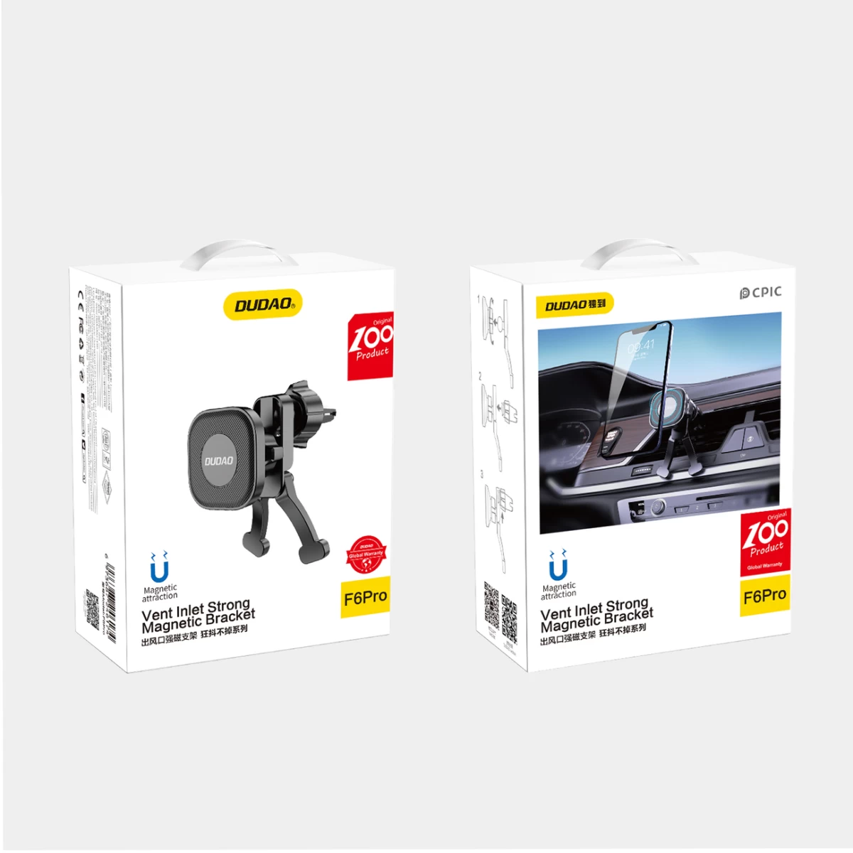 F6pro Magnetinis Automobilinis Laikiklis Ventiliacijos Grotelėms, Juodas