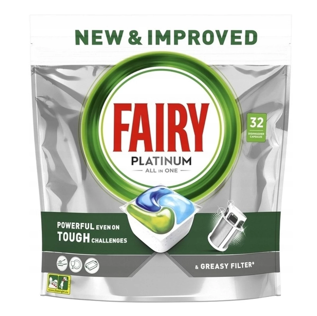 fairy Platinum Plus All In One Indų Ploviklio Kapsulės, 32 Vnt.