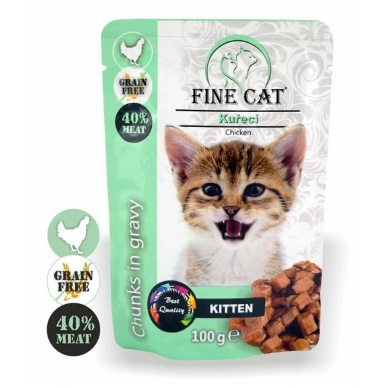 FINE CAT konservas kačiukams su vištiena 100g 22vnt, RAP8004