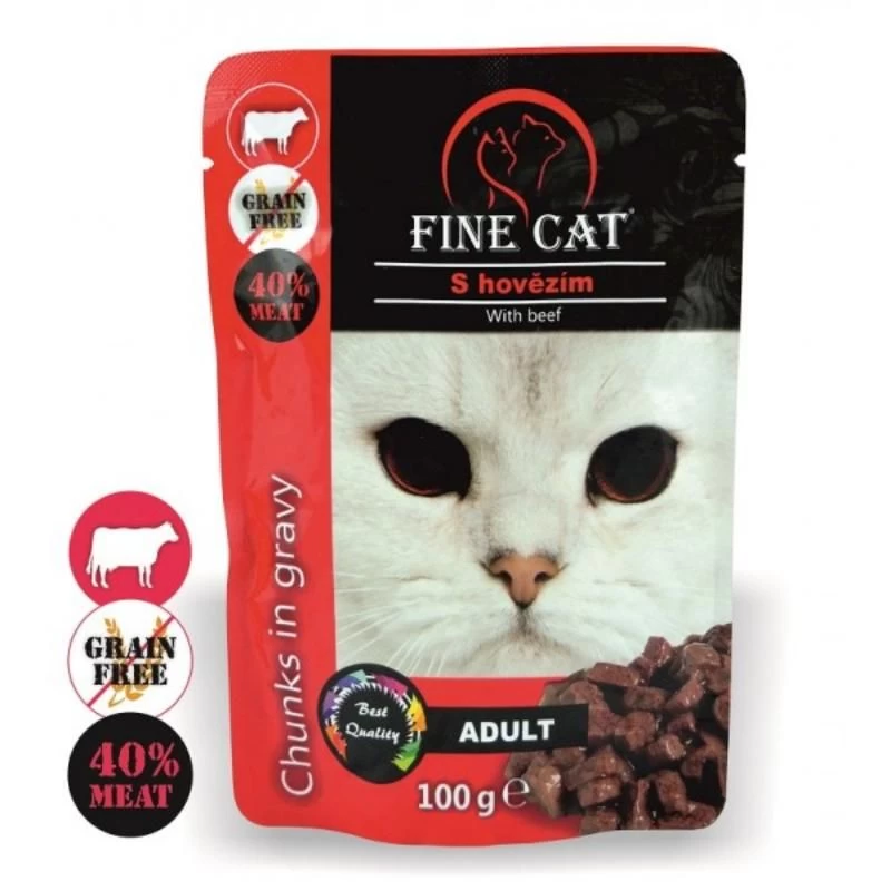 FINE CAT konservas katėms su jautiena 100g 22vnt, RAP8000