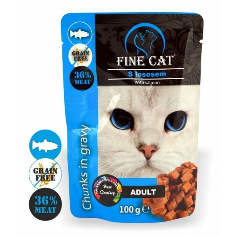 FINE CAT konservas katėms su lašiša 100g 22vnt, RAP8002
