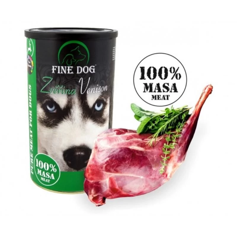 FINE DOG 100% konservas šunims su elniena 1200g (8), RAP344